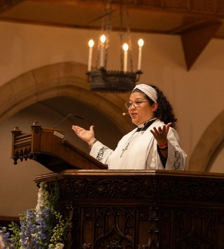 The Rev. Norma Guerra preaches during the consecration service.